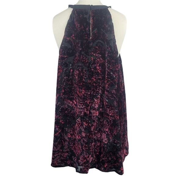 Torrid Halter Burnout Velvet Paisley Tunic Tank Red Black Size 1 - Picture 2 of 8